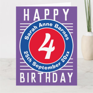 Carte d'anniversaire de l'enfant avec âge, nom et 