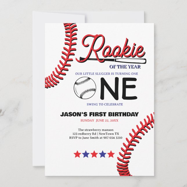 Carte d'anniversaire de l'enfant de baseball Rooki (Devant)