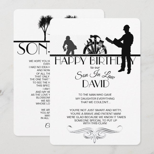 Carte d'anniversaire de l'entrepreneur général (Devant / Derrière)