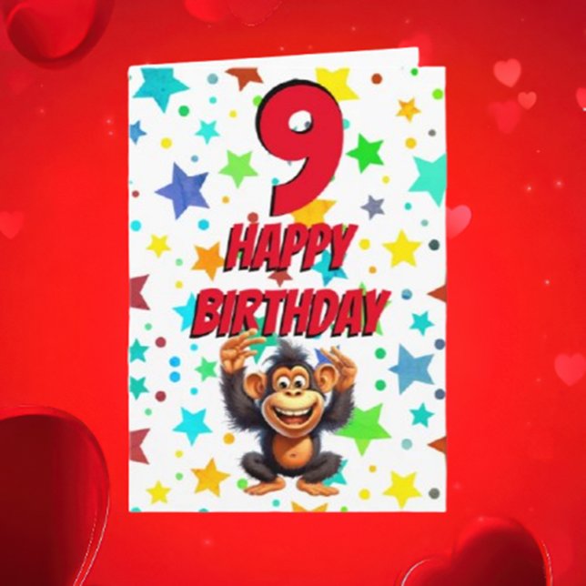 Carte d'anniversaire de l'étoile de singe mignonne (Créateur téléchargé)