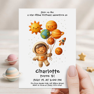 Carte d'anniversaire de l'explorateur spatial mign
