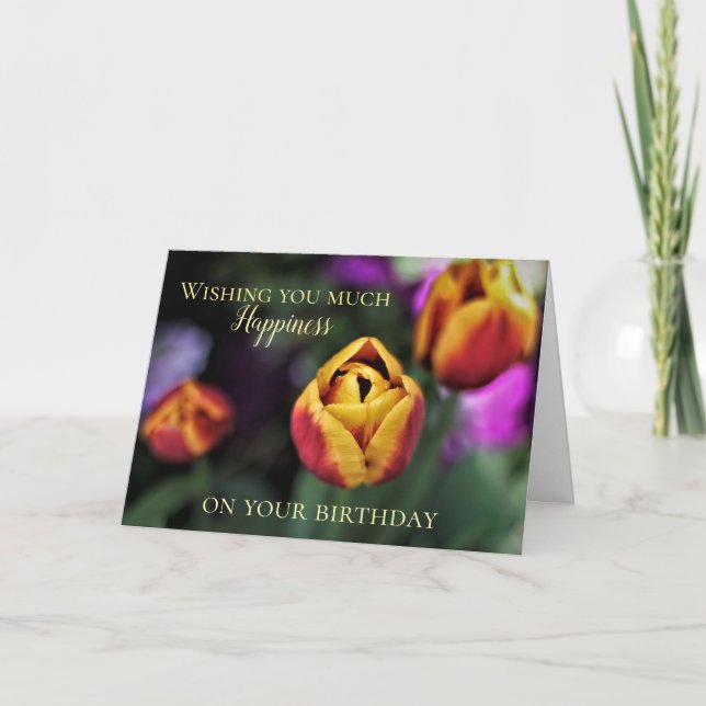 Carte d'anniversaire de l'heure des tulipes (Devant)