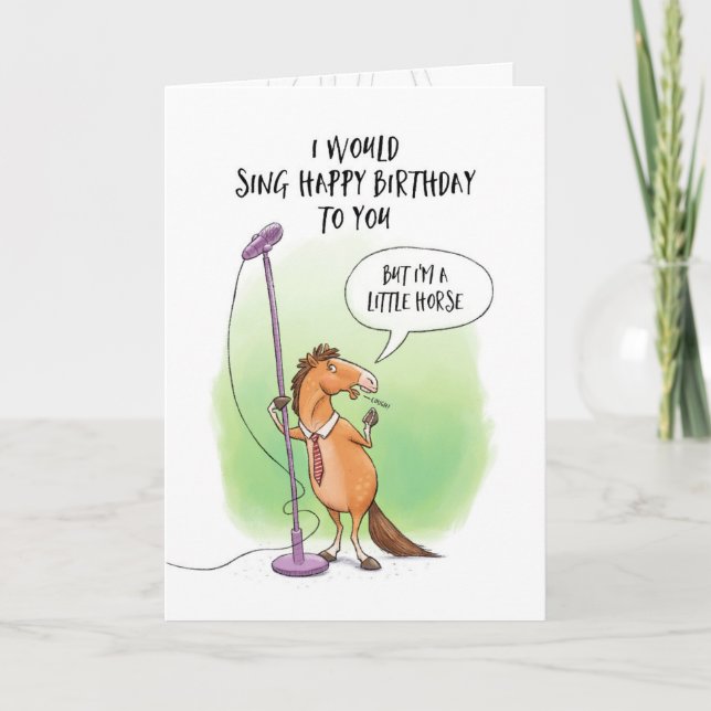 Carte d'anniversaire de Little Horse Pun (Devant)