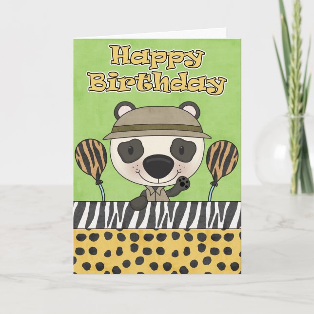 Carte d'anniversaire de Little Panda Bear Safari (Devant)