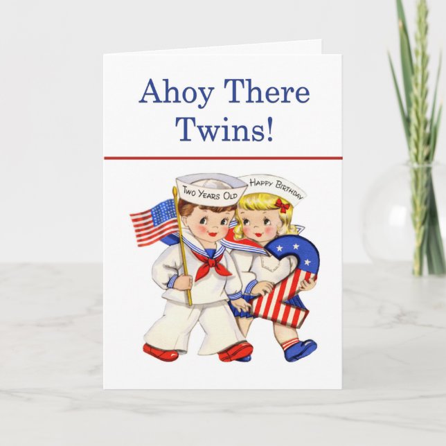 Carte d'anniversaire de Little Sailor Twins de 2 a (Devant)