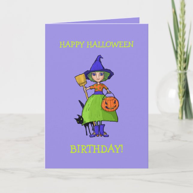 Carte d'anniversaire de Little Witple violet Hallo (Devant)