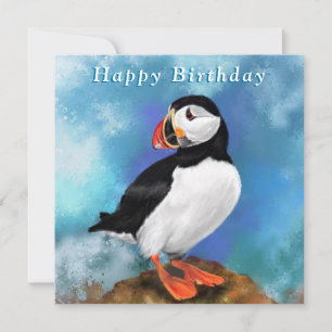 Carte d'anniversaire de l'oiseau de Puffin de l'At