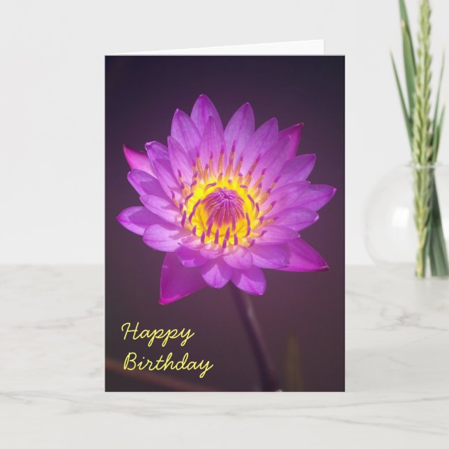 Carte d'Anniversaire de Lotus Violet (Devant)