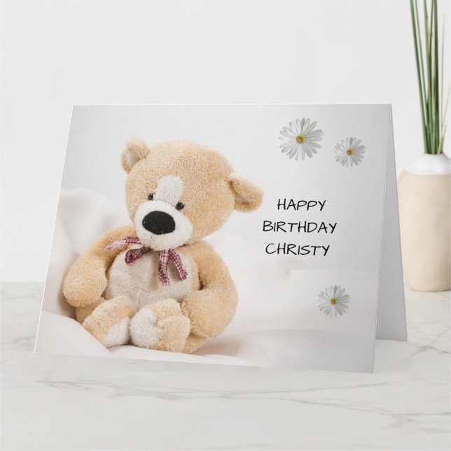 Carte d'anniversaire de l'ours en peluche mignonne (Devant)