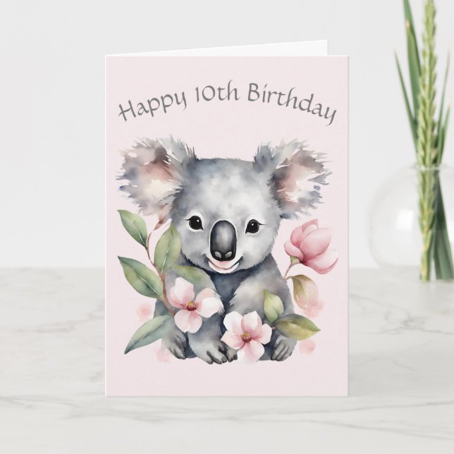 Carte d'anniversaire de l'ours Koala personnalisée (Devant)