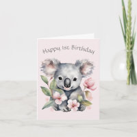 Carte d'anniversaire de l'ours Koala personnalisée