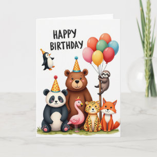 Carte d'anniversaire de l'ours panda festive