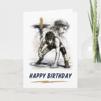 Carte d'anniversaire de lutte catholique pour garç