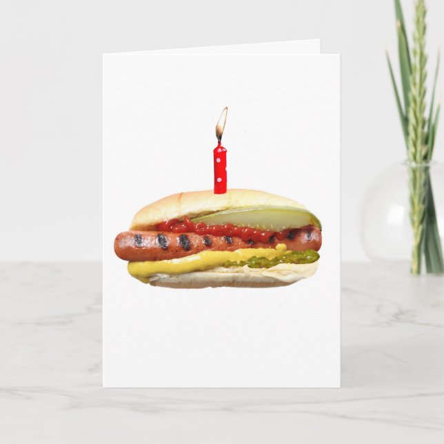 Carte d'anniversaire de luxe de hot dog (Devant)