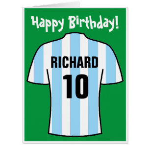 Carte d'anniversaire de maillot de football bleu c