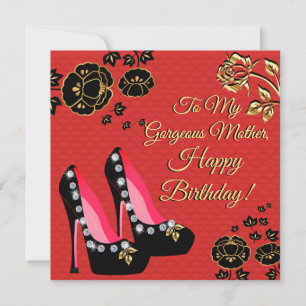 Carte d'anniversaire de maman chaussures noires et