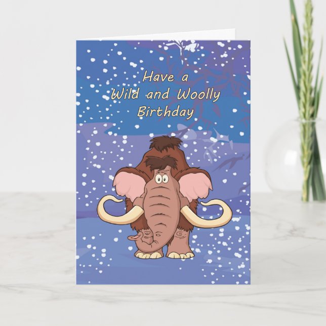 Carte d'anniversaire de mammouth laineux (Devant)
