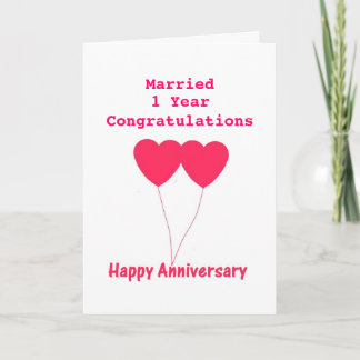 Carte d'anniversaire de mariage 1 an. Personnalise