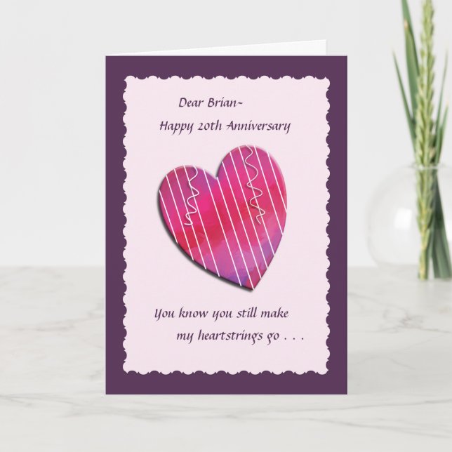 Carte d'anniversaire de mariage 20 ans Heartstring (Devant)