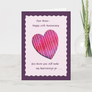 Carte d'anniversaire de mariage 20 ans Heartstring