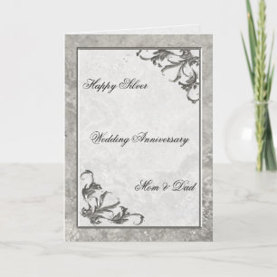 Carte d'anniversaire de mariage 25 ans Silver Marb