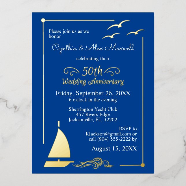 Carte d'anniversaire de mariage 50 ans en or voili (Recto)