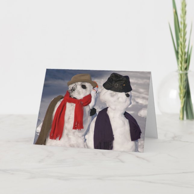 Carte d'anniversaire de mariage bonhomme de neige  (Devant)