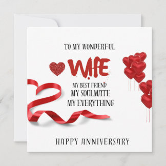 Carte d'anniversaire de mariage pour femme, carte 