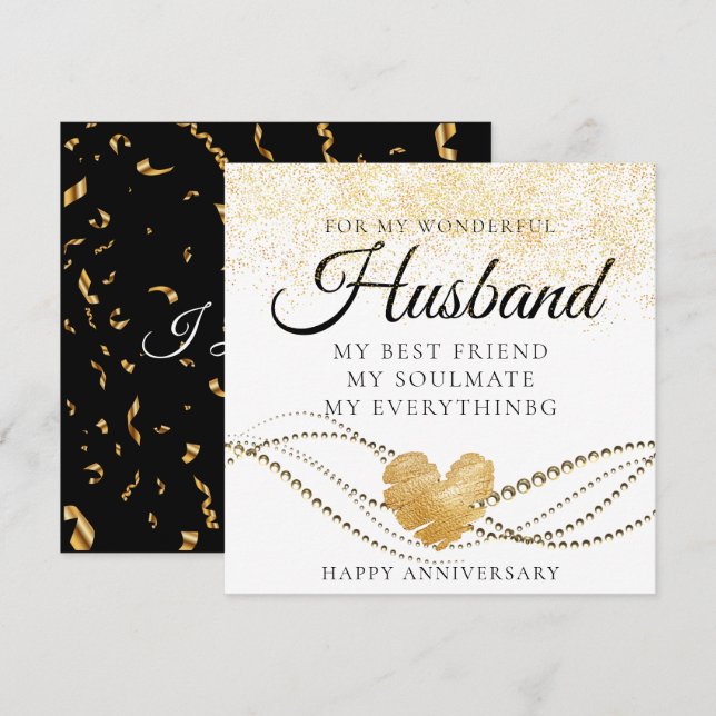 Carte d'anniversaire de mariage pour mari avec des (Devant / Derrière)