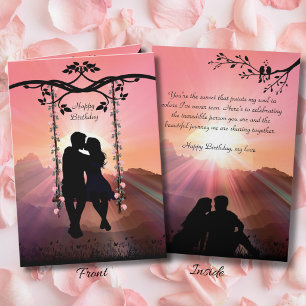 Carte d'anniversaire de mariage Romantique Silhoue