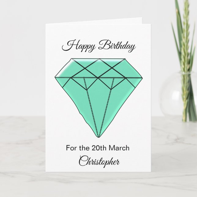 Carte d'anniversaire de mars - Aquamarine (Devant)