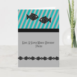 Carte d'anniversaire de mars pour les poissons