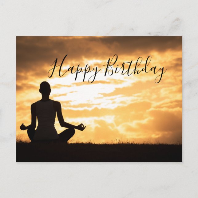 Carte d'anniversaire de méditation Yoga silhouette (Devant)