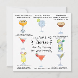 Carte d'anniversaire de meilleure amie autour d'un