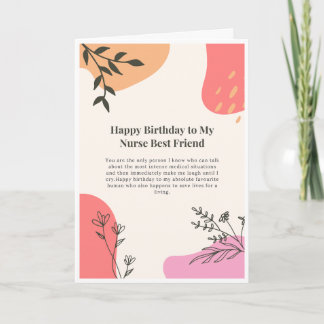 Carte d'anniversaire de meilleure amie infirmière