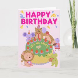 Carte d'anniversaire de mignons animaux