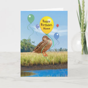 Carte d'anniversaire de Nana avec canard et ballon
