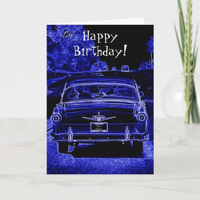 Carte d'anniversaire de Neon Voiture classique (Devant)