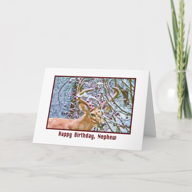 Carte d'anniversaire de Nephew avec Cerfs et Pomme (Devant)