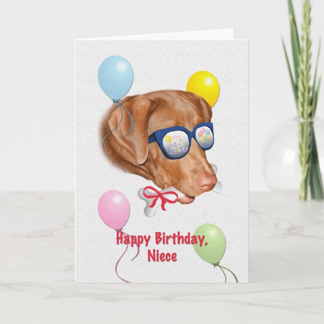 Carte d'anniversaire de nièce avec Labrador Retrie (Devant)