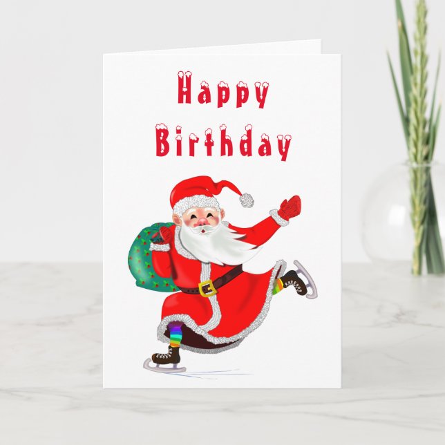 Carte d'anniversaire de Noël avec le Père Noël (Devant)