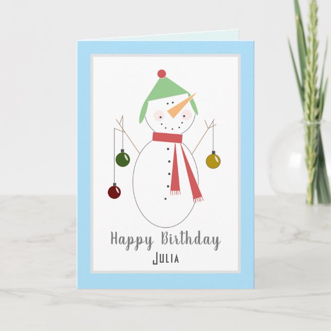 Carte d'Anniversaire de Noël du Chou Snowman (Devant)