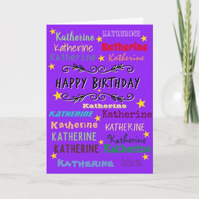 Carte d'anniversaire de nom personnalisé- multiple (Devant)