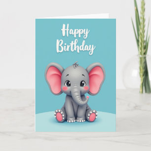 Carte d'anniversaire de pachyderme mignonne