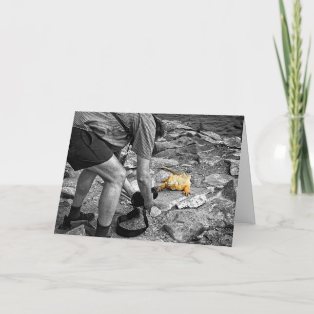 Carte d'anniversaire de paparazzi d'iguane (Devant)