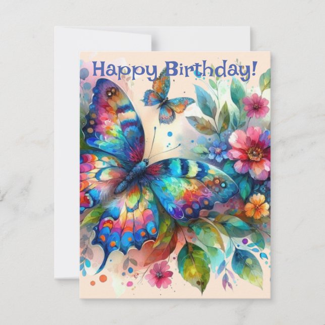 Carte d'anniversaire de papillon d'aquarelle (Devant)