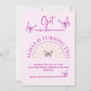 Carte d'anniversaire de papillon rose et pourpre