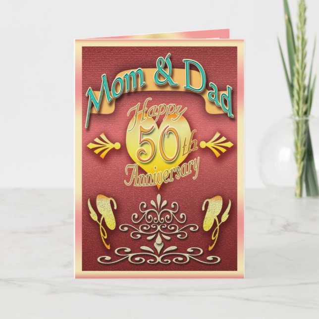 Carte d'anniversaire de parents cinquantième (&Dad (Devant)