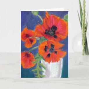 Carte d'anniversaire de pastels d'huile de pavots
