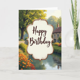Carte d'anniversaire de paysage rustique
